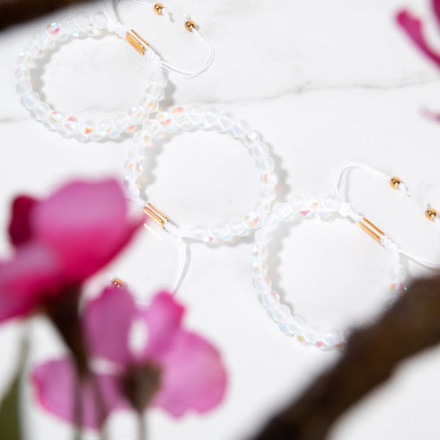 Rainbow White | Gold | Double Mermaid Glass Bracelet