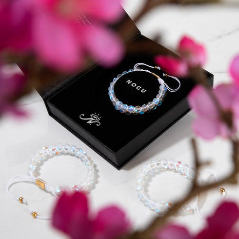 Rainbow White | Gold | Double Mermaid Glass Bracelet