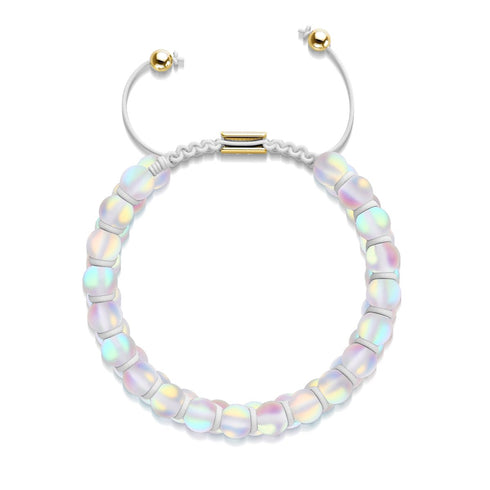 Rainbow White | Gold | Double Mermaid Glass Bracelet