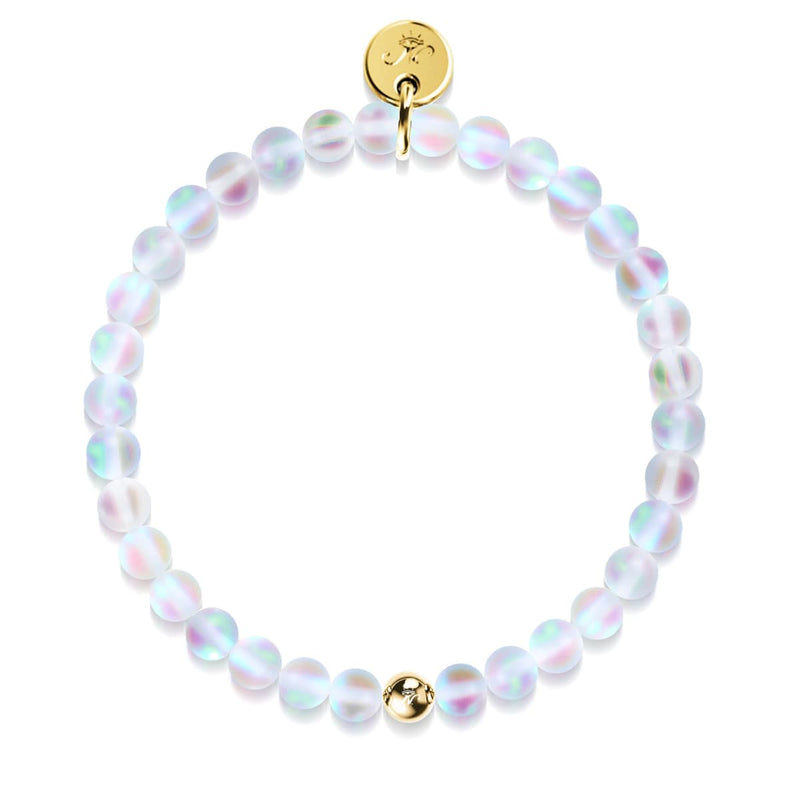 Rainbow White | Gold | Mermaid Glass Bead Bracelet
