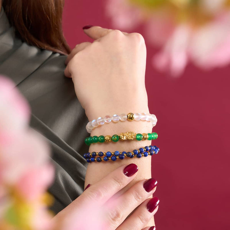 Rainbow White | Gold | Mermaid Glass Bead Bracelet