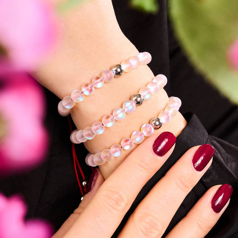 Rainbow White Mermaid Glass x Red String Bracelet