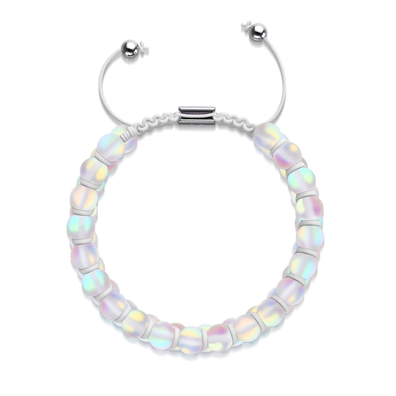 Rainbow White | Silver | Double Mermaid Glass Bracelet