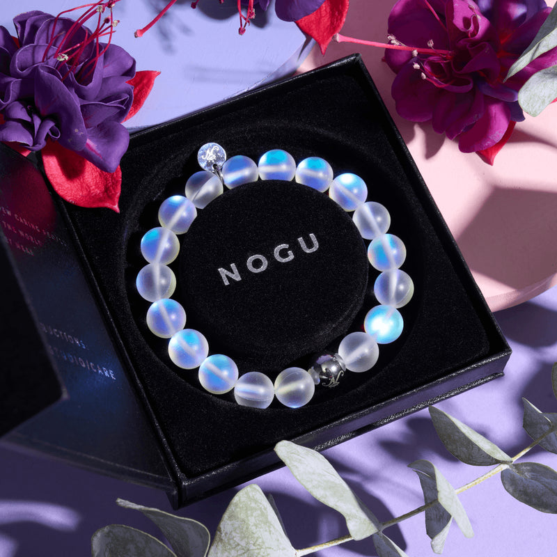 Rainbow White | Silver | Mermaid Glass Statement Bracelet