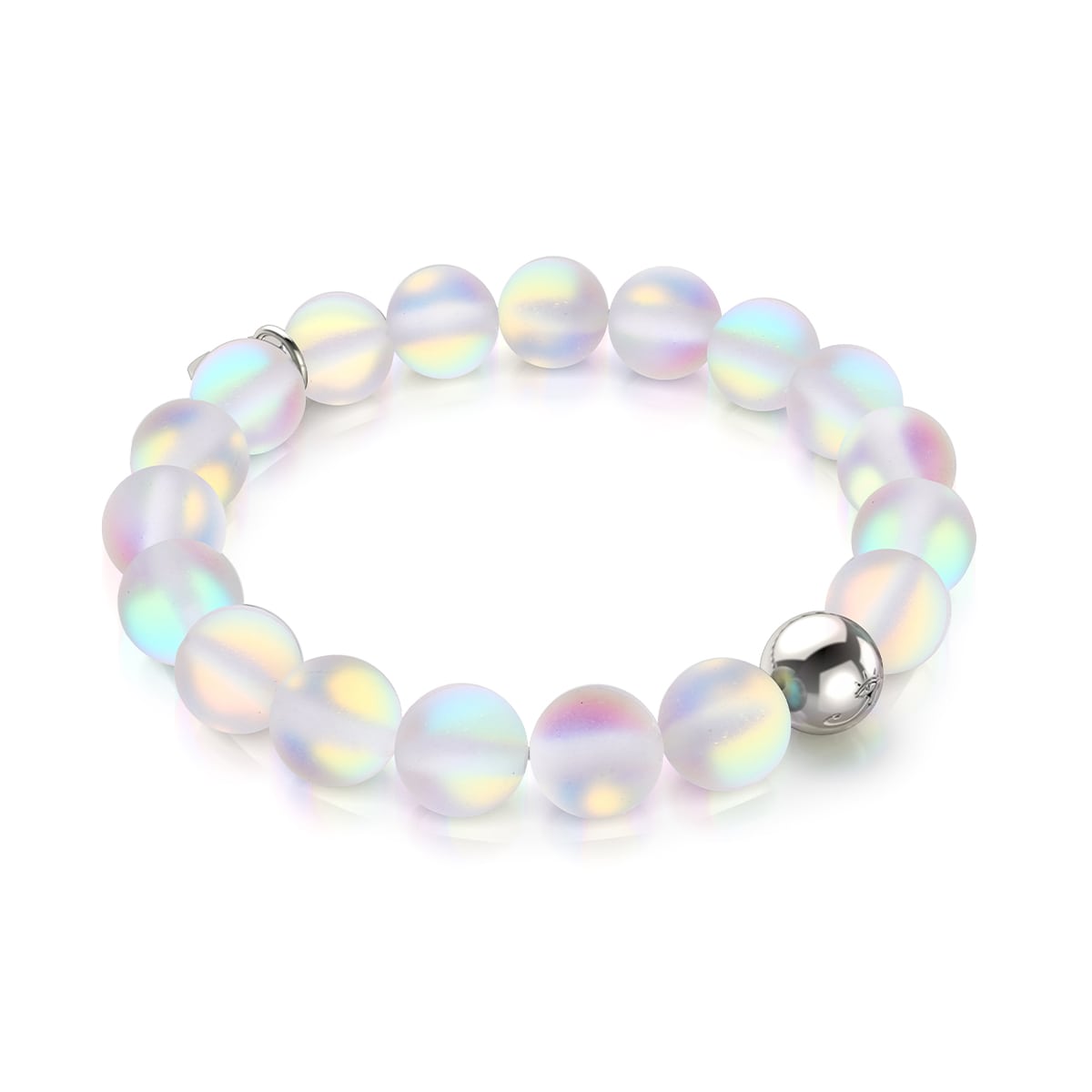 Rainbow White | Silver | Mermaid Glass Statement Bracelet
