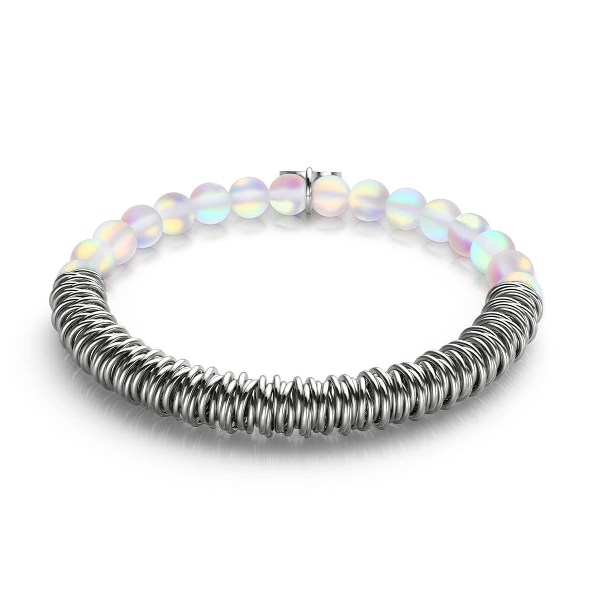 Rainbow White | Silver | Mermaid Glass x Links of Love Bracelet