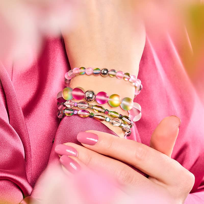 Rose Petal | Silver | Mermaid Glass Statement Bracelet