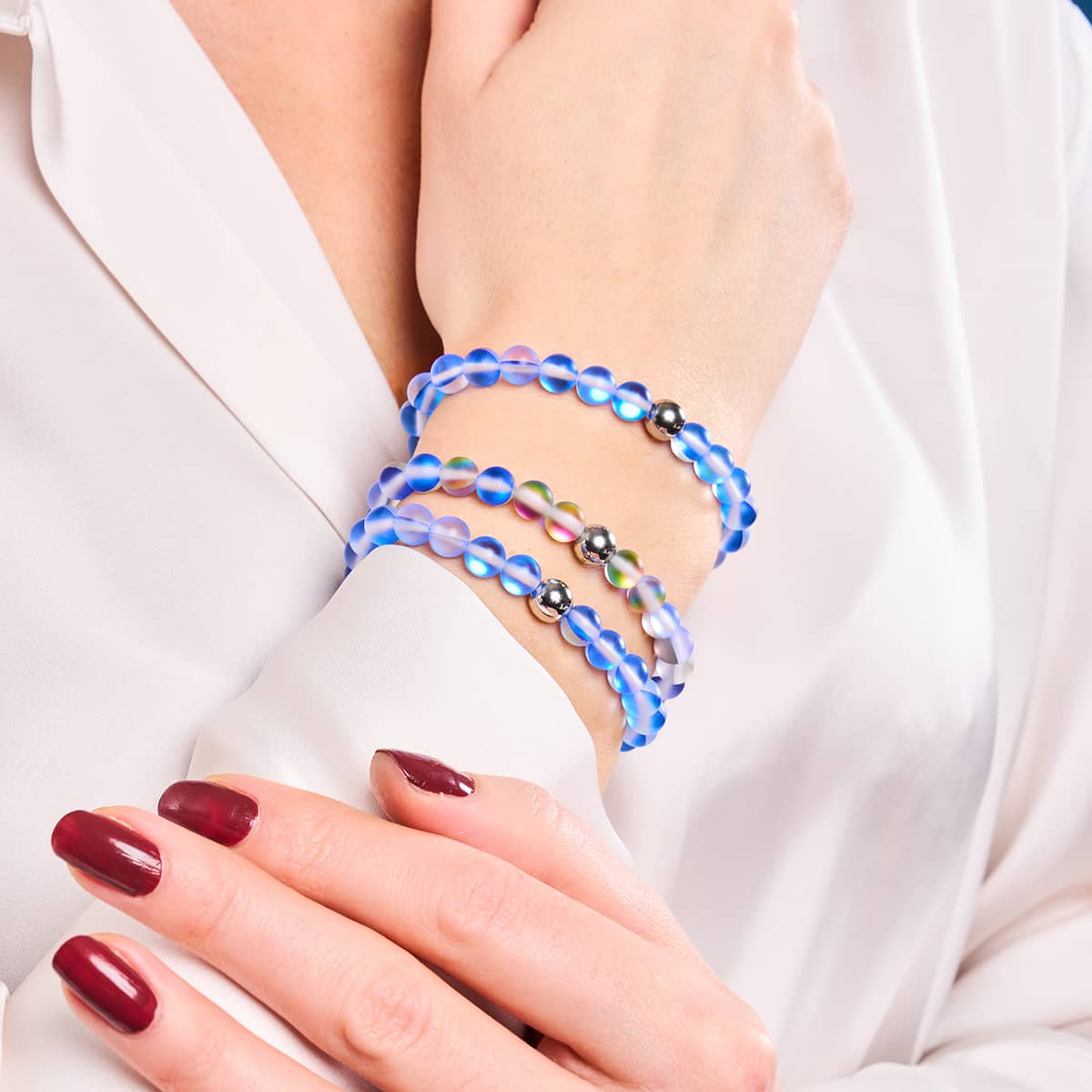 Sapphire | Silver | Mermaid Glass Bead Bracelet