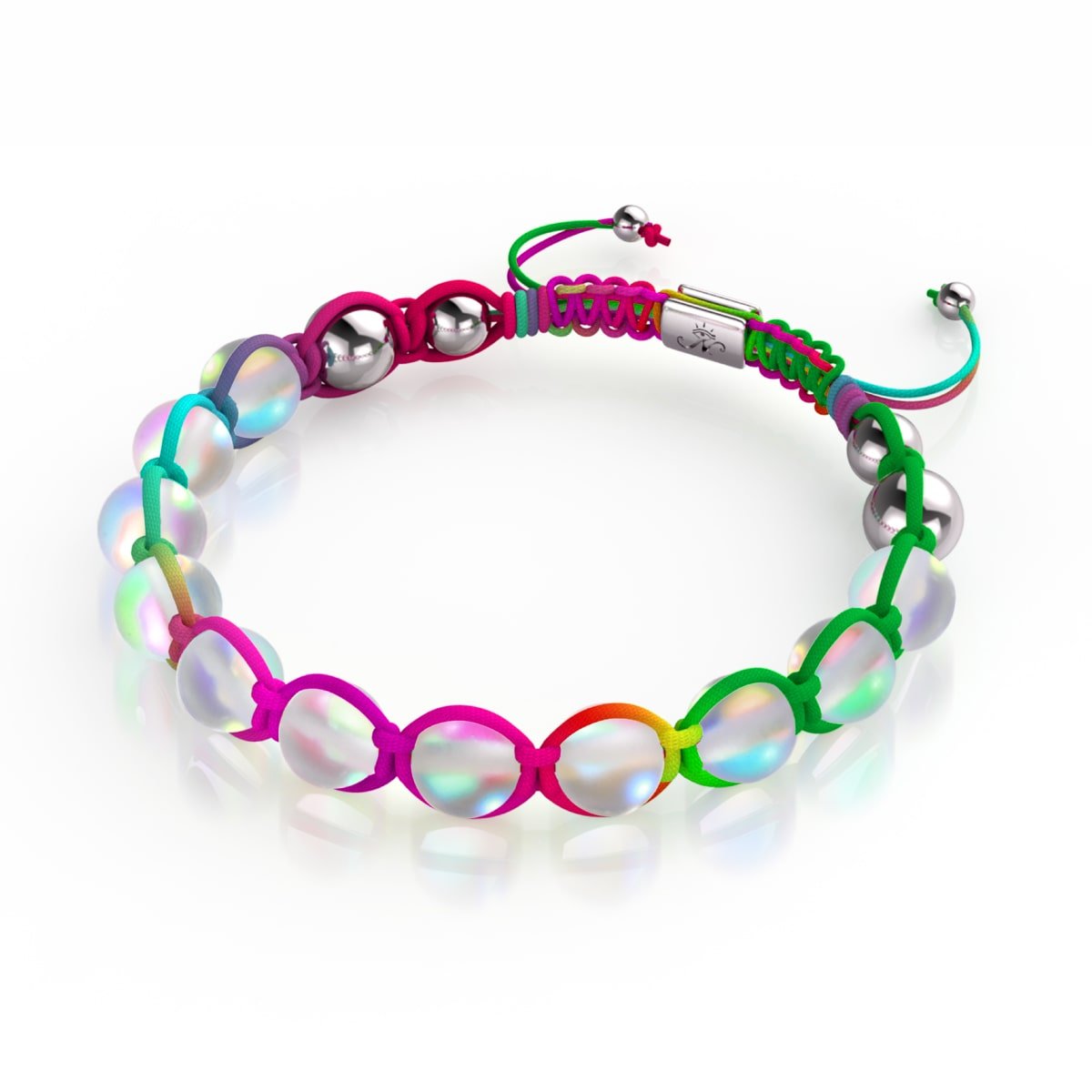 Spectrum | Rainbow White | Silver | Mermaid Glass Charmballa Bracelet