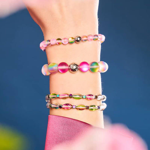 Unicorn Pink | Silver | Mermaid Glass Bead Bracelet