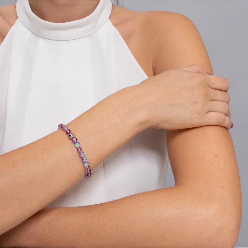 Violet | Silver | Mermaid Glass Bead Bracelet