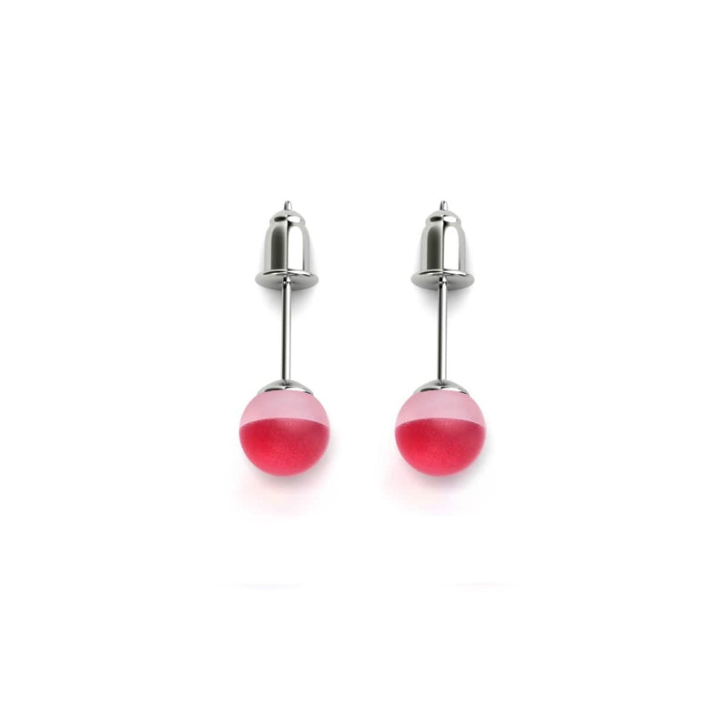 Dark Vermillion | .925 Sterling Silver | Mermaid Glass Mini Stud Earrings