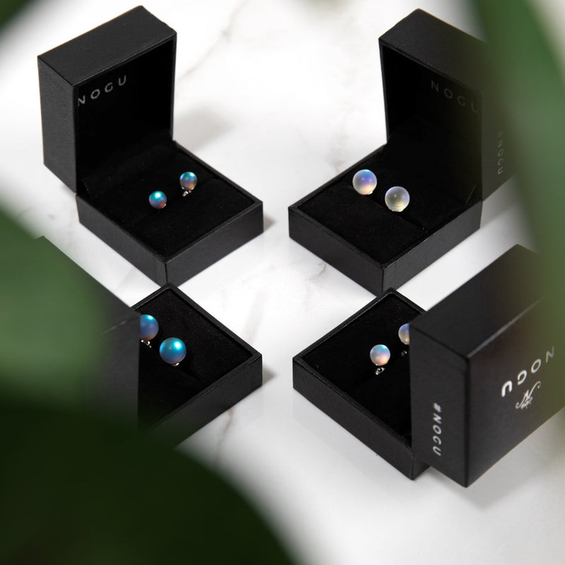 Grey | .925 Sterling Silver | Mermaid Glass Mini Stud Earrings