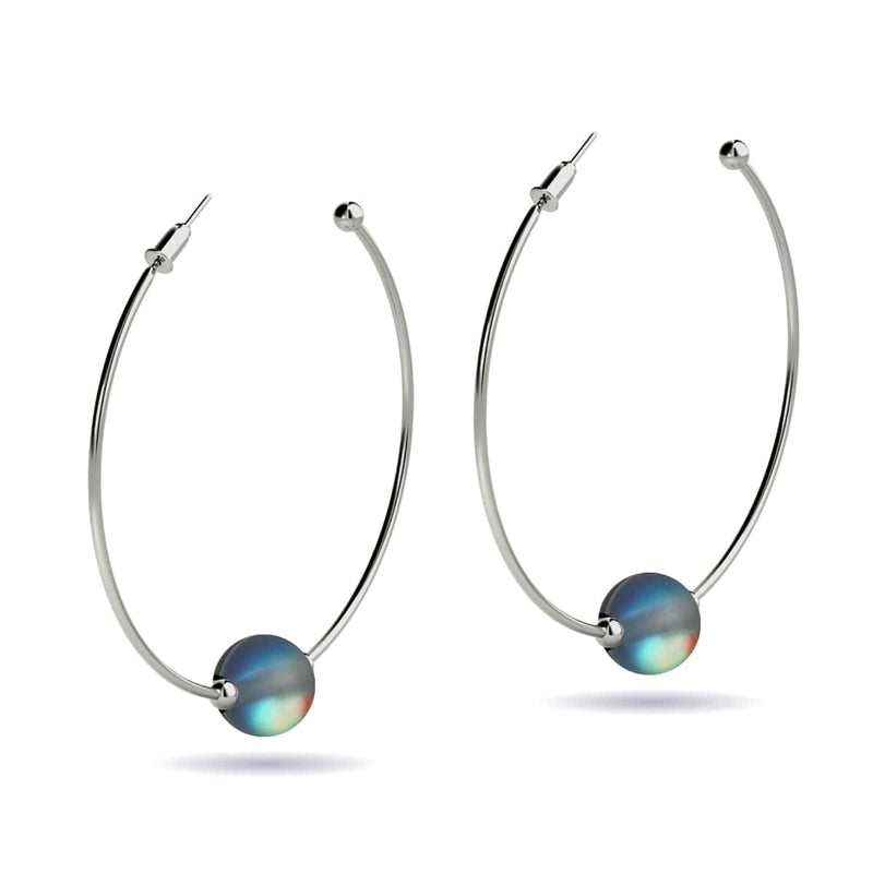Grey | Silver | Mermaid Glass Hoop Earrings