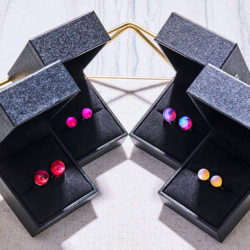 Magenta | .925 Sterling Silver | Mermaid Glass Mini Stud Earrings