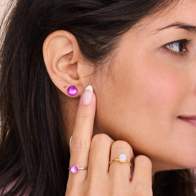 Magenta | .925 Sterling Silver | Mermaid Glass Stud Earrings