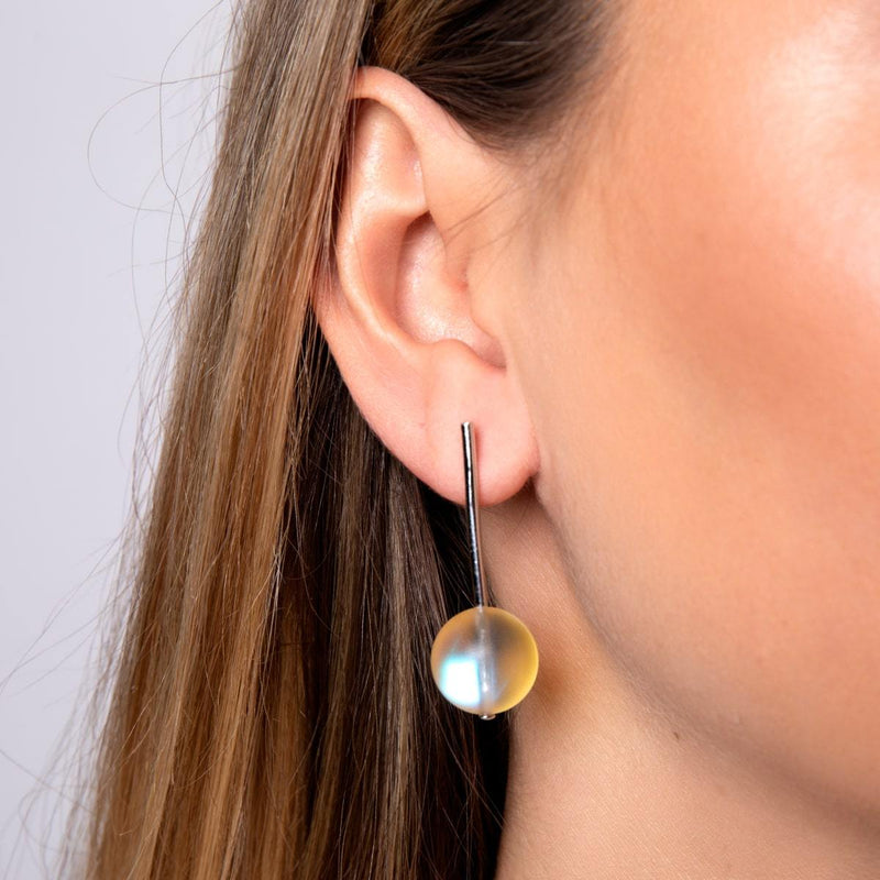 Peach | .925 Sterling Silver | Mermaid Glass Drop Earrings