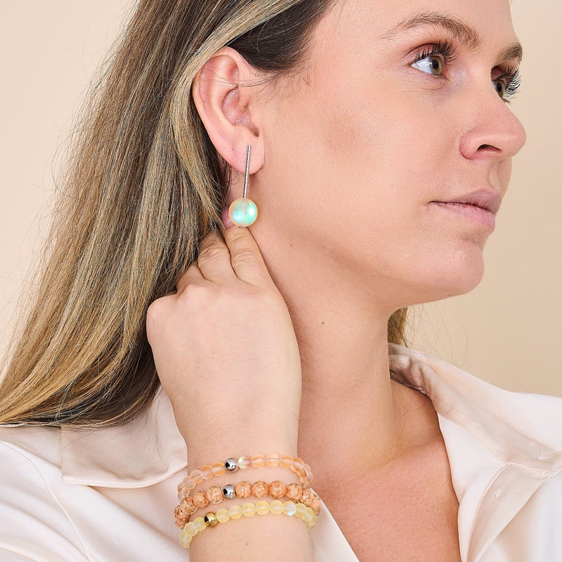 Peach | .925 Sterling Silver | Mermaid Glass Drop Earrings