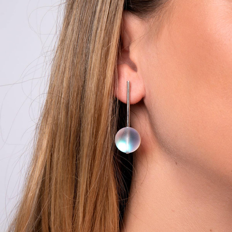 Rainbow White | .925 Sterling Silver | Mermaid Glass Drop Earrings