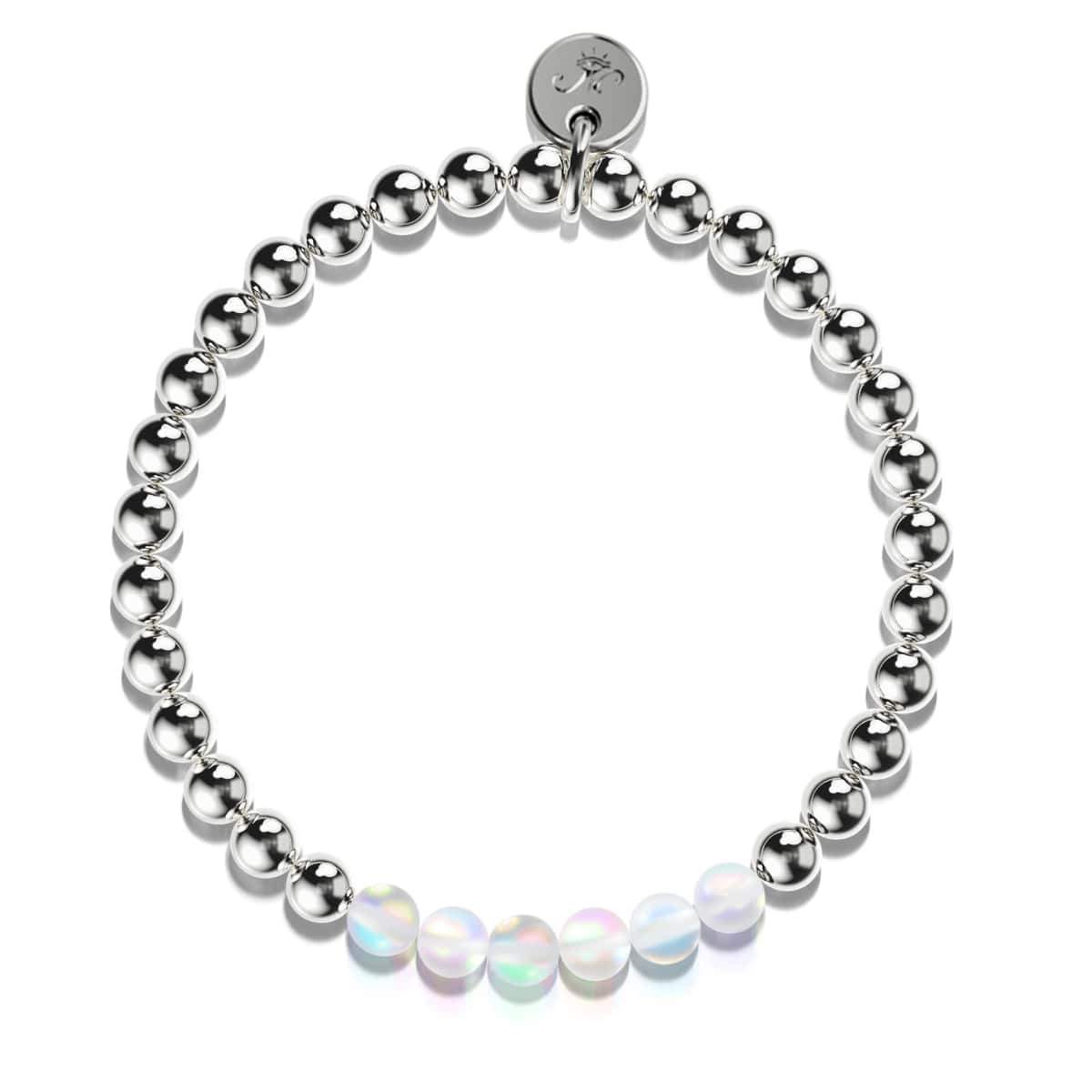 Rainbow White | Silver | Mermaid Glass Expression Bracelet