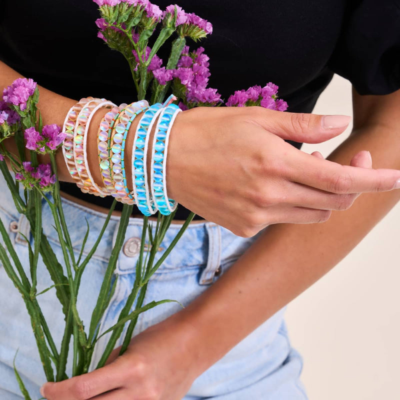 Rainbow White | Mermaid Glass | Spectrum Linen Wrap Bracelet