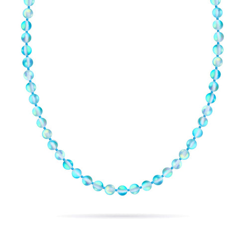 Aquamarine | Silver | Mermaid Glass Knotted Necklace