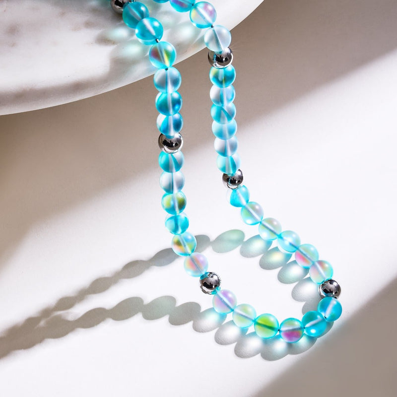 Aquamarine | Silver | Mermaid Glass Statement Necklace