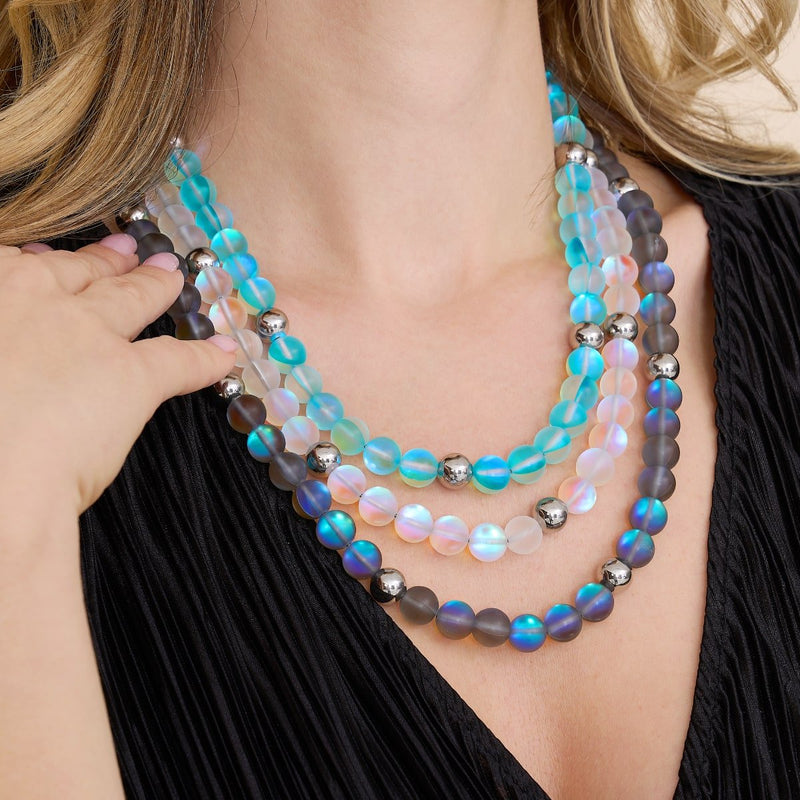 Aquamarine | Silver | Mermaid Glass Statement Necklace