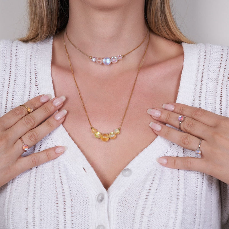 Canary | Gold Vermeil | Mermaid Glass Infinity Clasp Necklace