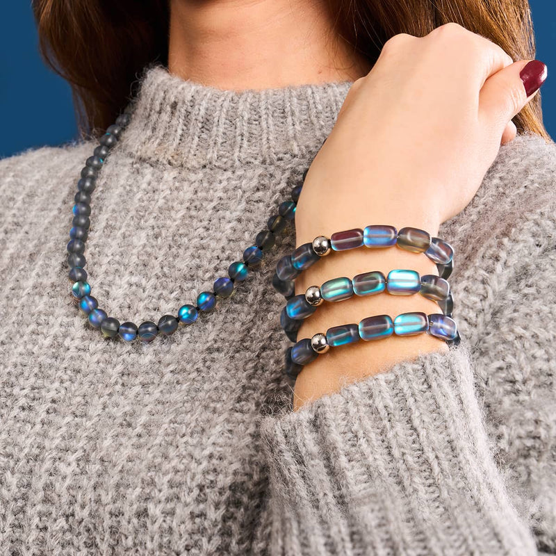 Grey | Silver | Mermaid Glass Knotted Necklace