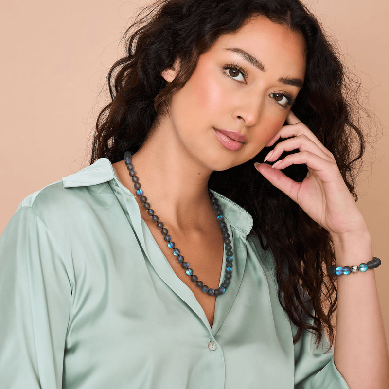 Grey | Silver | Mermaid Glass Knotted Necklace