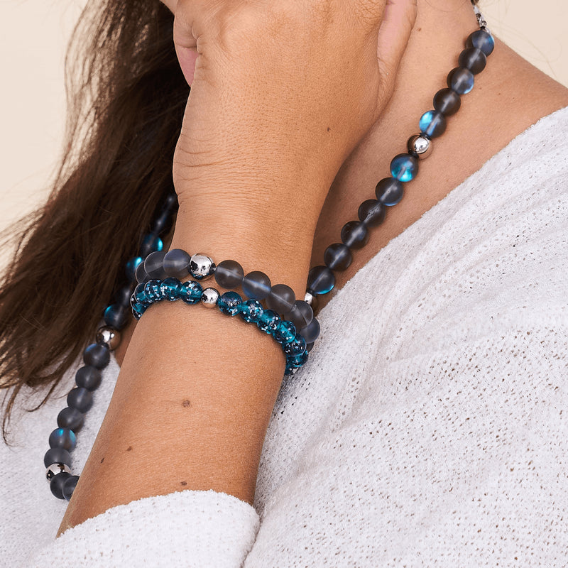 Grey | Silver | Mermaid Glass Statement Necklace