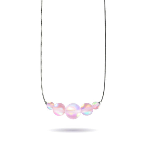 Pink | .925 Sterling Silver | Mermaid Glass Infinity Clasp Necklace
