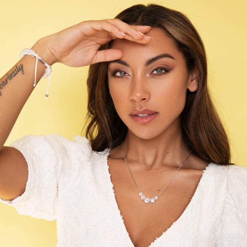 Rainbow White | .925 Sterling Silver | Mermaid Glass Infinity Clasp Necklace