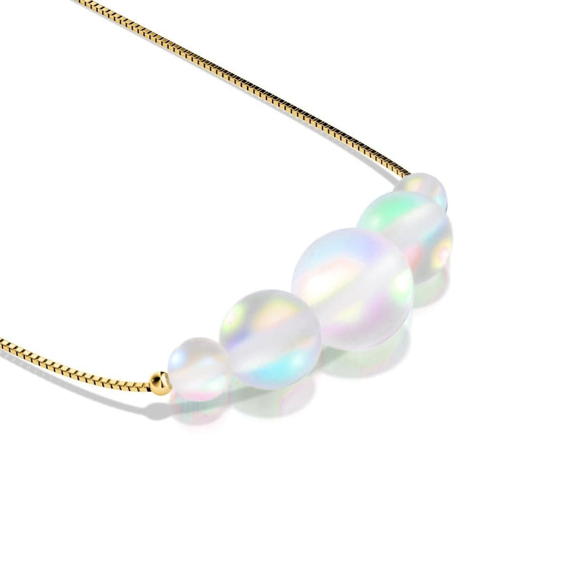 Rainbow White | Gold Vermeil | Mermaid Glass Infinity Clasp Necklace