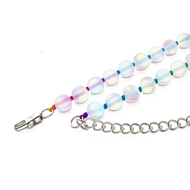 Rainbow White | Silver | Mermaid Glass Knotted Necklace