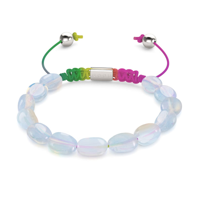 Silver x Spectrum | Opal Moonstone Pebble Macrame Bracelet