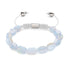 Silver x White | Opal Moonstone Pebble Macrame Bracelet