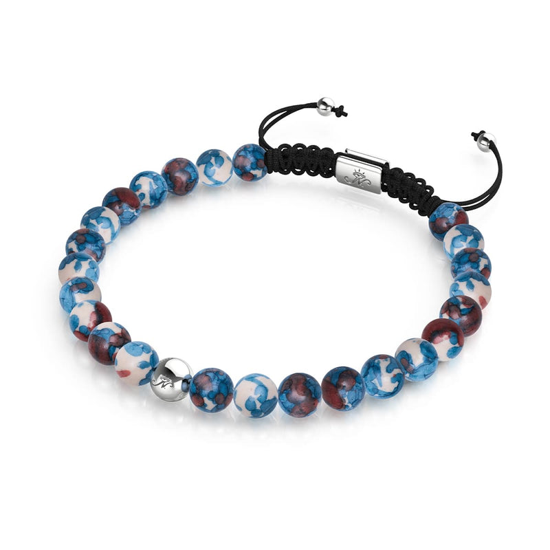 Picasso Porcelain Macrame Bracelet | Chocolate Sapphire