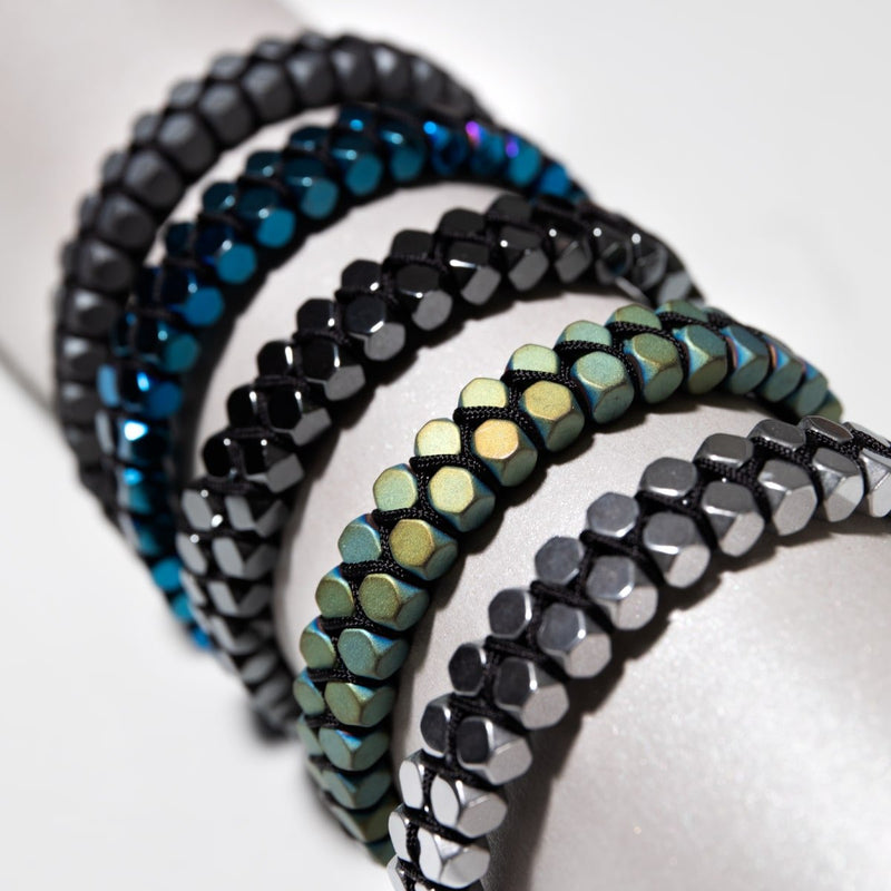 Sacred Geom | Matte Hematite | Gunmetal | Octahedron Bracelet