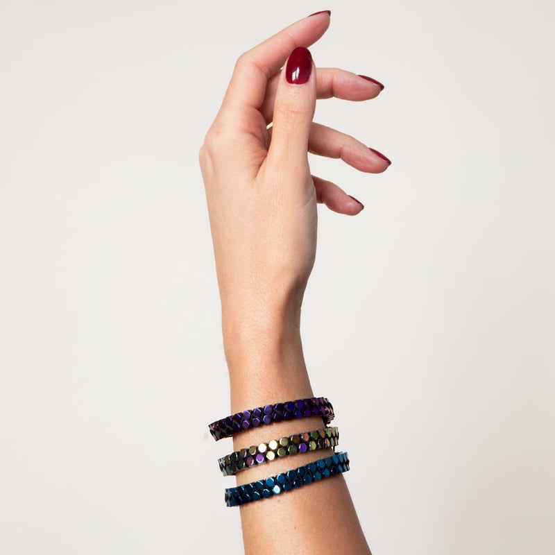 Sacred Geom | Purple Hematite | Gunmetal | Octahedron Bracelet