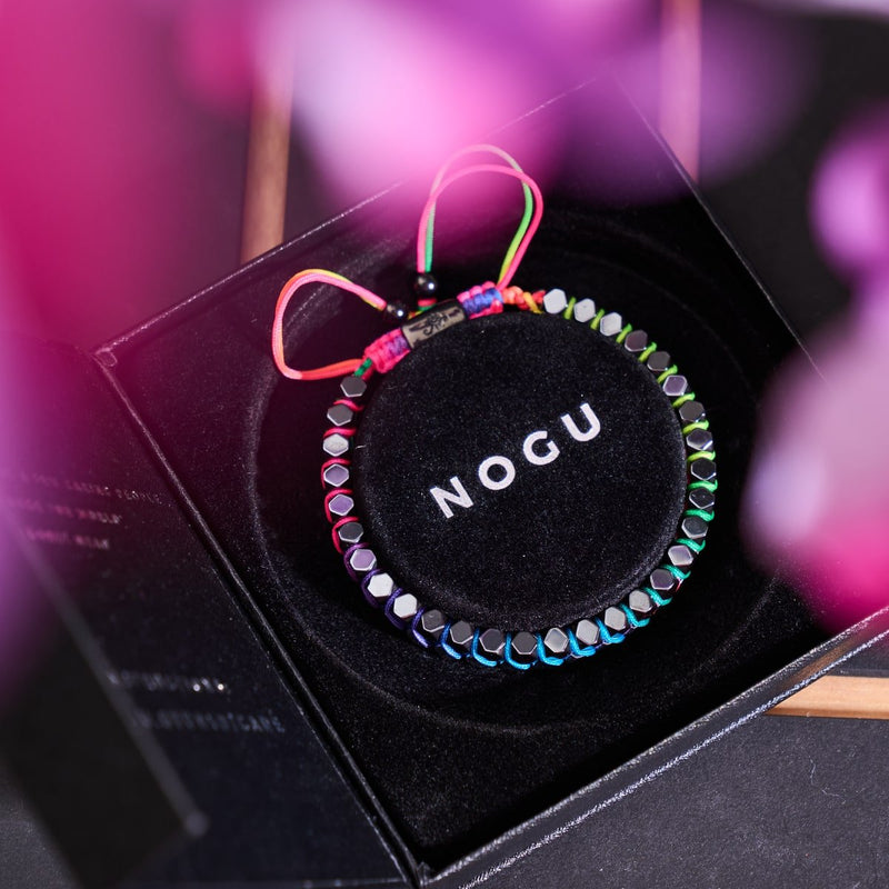 Sacred Geom | Rainbow Hematite | Unicorn Silver x Spectrum | Octahedron Bracelet