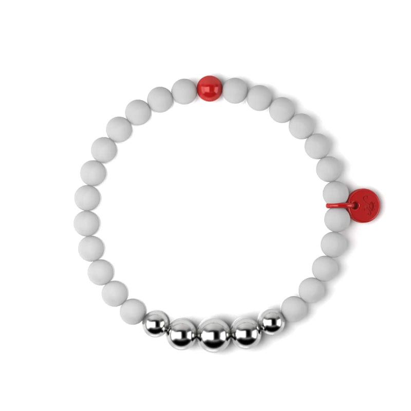 Matte White Agate | Silver and Red Enamel | Santa Bracelet