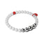 Matte White Agate | Silver and Red Enamel | Santa Bracelet