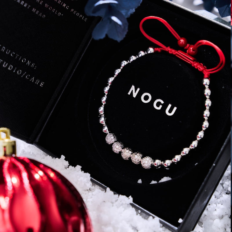 Silver and Red Enamel | Crystal Gala | Santa Bracelet