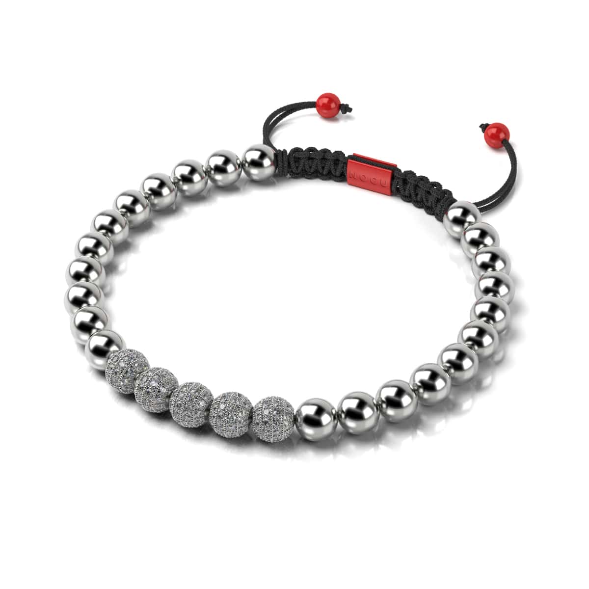 Silver and Red Enamel Crystal Gala Santa Bracelet Black – NOGU