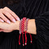 Silver and Red Enamel | Kismet Links | Macrame Santa Bracelet