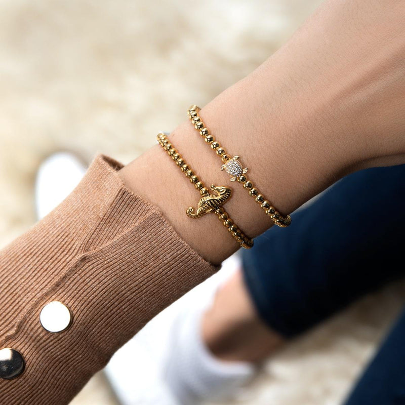 Reef | 18k Gold | Seahorse Macrame Charmballa Bracelet