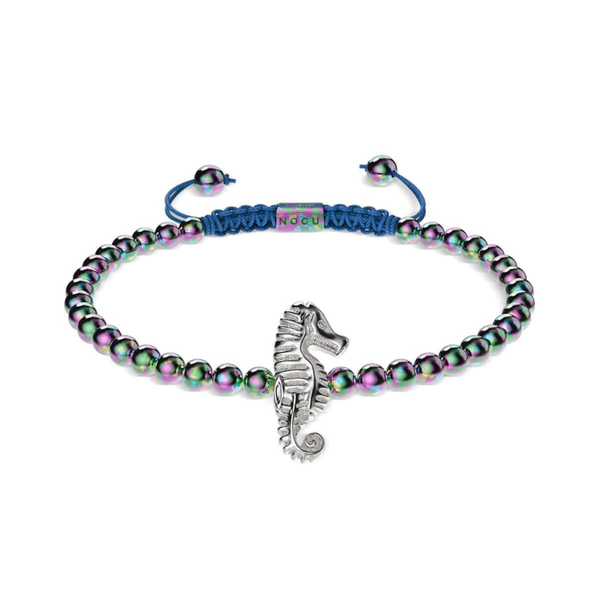 Reef | Unicorn Silver | Seahorse Macrame Charmballa Bracelet