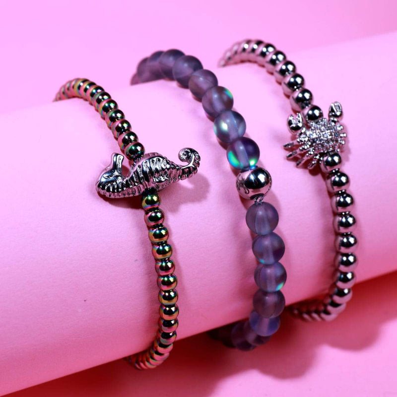 Reef | Unicorn Silver | Seahorse Macrame Charmballa Bracelet
